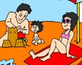 Desenho Família férias pintado por nicolly