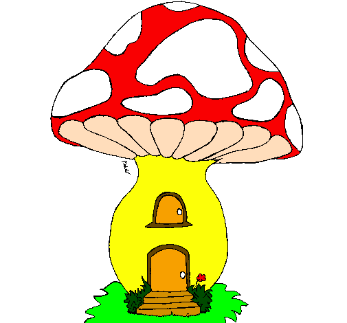Desenho Casa cogumelo pintado por kkkkkkkk