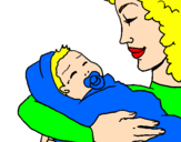 Desenho Mãe e filho II pintado por bebe