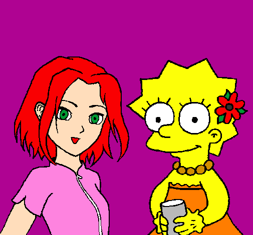Desenho Sakura e Lisa pintado por deborah