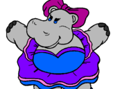 Desenho Hipopótamo com laço pintado por belinha
