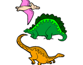 Desenho Três classes de dinossauros pintado por nathy e vovo ro