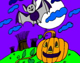 Desenho Paisagem Halloween pintado por Abobora Halowem