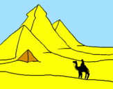 Desenho Paisagem com pirâmides pintado por camilla cpa