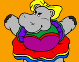 Desenho Hipopótamo com laço pintado por camila marques
