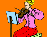 Desenho Dama violinista pintado por M.C.D