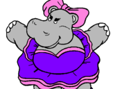 Desenho Hipopótamo com laço pintado por taiana