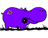 Desenho Hipopótamo com flores pintado por Ana
