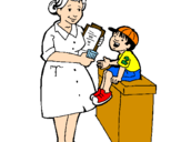 Desenho Enfermeira e menino pintado por aaron