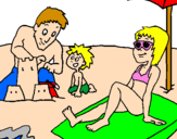 Desenho Família férias pintado por fernanda