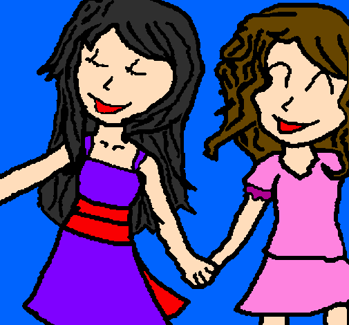 Desenho Meninas agitação mãos pintado por eu e amiga lynda lya 3