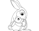 Desenho Mãe coelho pintado por isabelle