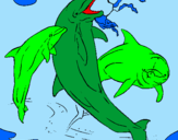 Desenho Golfinhos a brincar pintado por rafaela