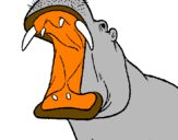 Desenho Hipopótamo com a boca aberta pintado por MASÉ