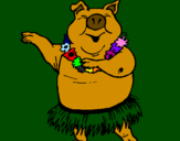 Desenho Porco havaiano pintado por malu