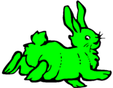 Desenho Coelho contente pintado por coelhinho verde