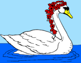 Desenho Cisne com flores pintado por samuel