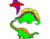 Desenho Três classes de dinossauros pintado por joao  victor de melo