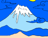 Desenho Monte Fuji pintado por teste