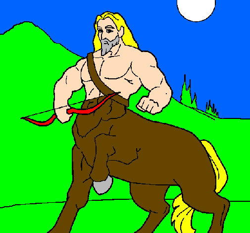 Desenho Centauro com arco pintado por dragoon gchcd