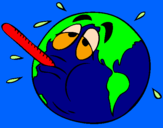 Desenho Aquecimento global pintado por liam