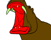 Desenho Hipopótamo com a boca aberta pintado por joão
