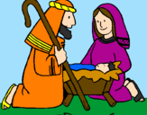 Desenho Adoram o menino Jesús pintado por Lívia