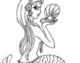 Desenho Sereia e pérola pintado por Ylanna