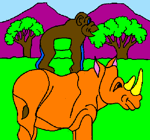 Desenho Rinoceronte e gracioso pintado por julio  planca