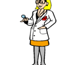 Desenho Doutora com óculos pintado por livia