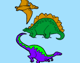 Desenho Três classes de dinossauros pintado por nnnnet;o;