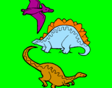 Desenho Três classes de dinossauros pintado por murilo
