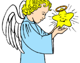 Desenho Anjo e estrela pintado por asterix