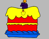 Desenho Bolo de aniversário pintado por isaac