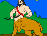 Desenho Centauro com arco pintado por thiago ferreira