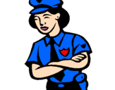 Desenho Mulher polícia pintado por judite