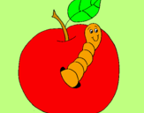 Desenho Maçã com lagarto pintado por maçã podre