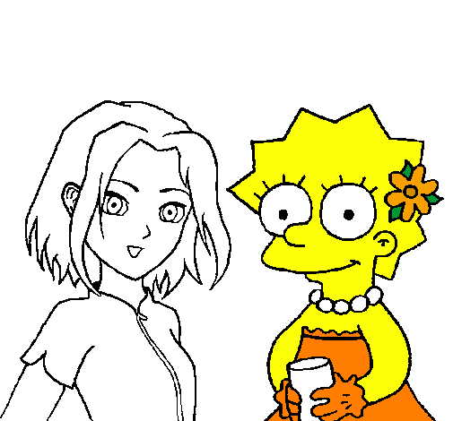 Desenho Sakura e Lisa pintado por yasmin da cnh