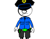 Desenho Agente de polícia pintado por policial