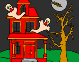 Desenho Casa do terror pintado por nathy e vovo ro