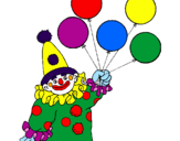 Desenho Palhaço com balões pintado por palhacinho