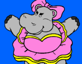 Desenho Hipopótamo com laço pintado por amanda tome