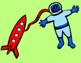 Desenho Foguete e astronauta pintado por weberth