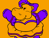 Desenho Hipopótamo com laço pintado por nathy e vovo ro