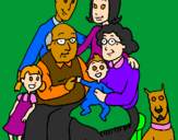 Desenho Família pintado por julia e minha familha