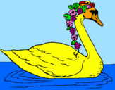Desenho Cisne com flores pintado por leylane 