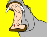 Desenho Hipopótamo com a boca aberta pintado por Smurf