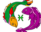 Desenho Pisces pintado por signo peixe