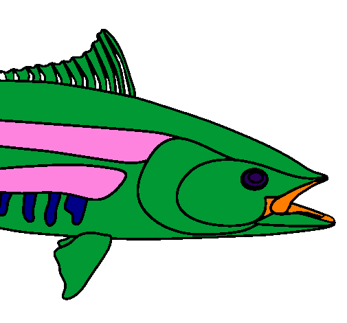 Desenho Carpa-comum pintado por peixe verde