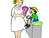 Desenho Enfermeira e menino pintado por Doutora Millena e  menino